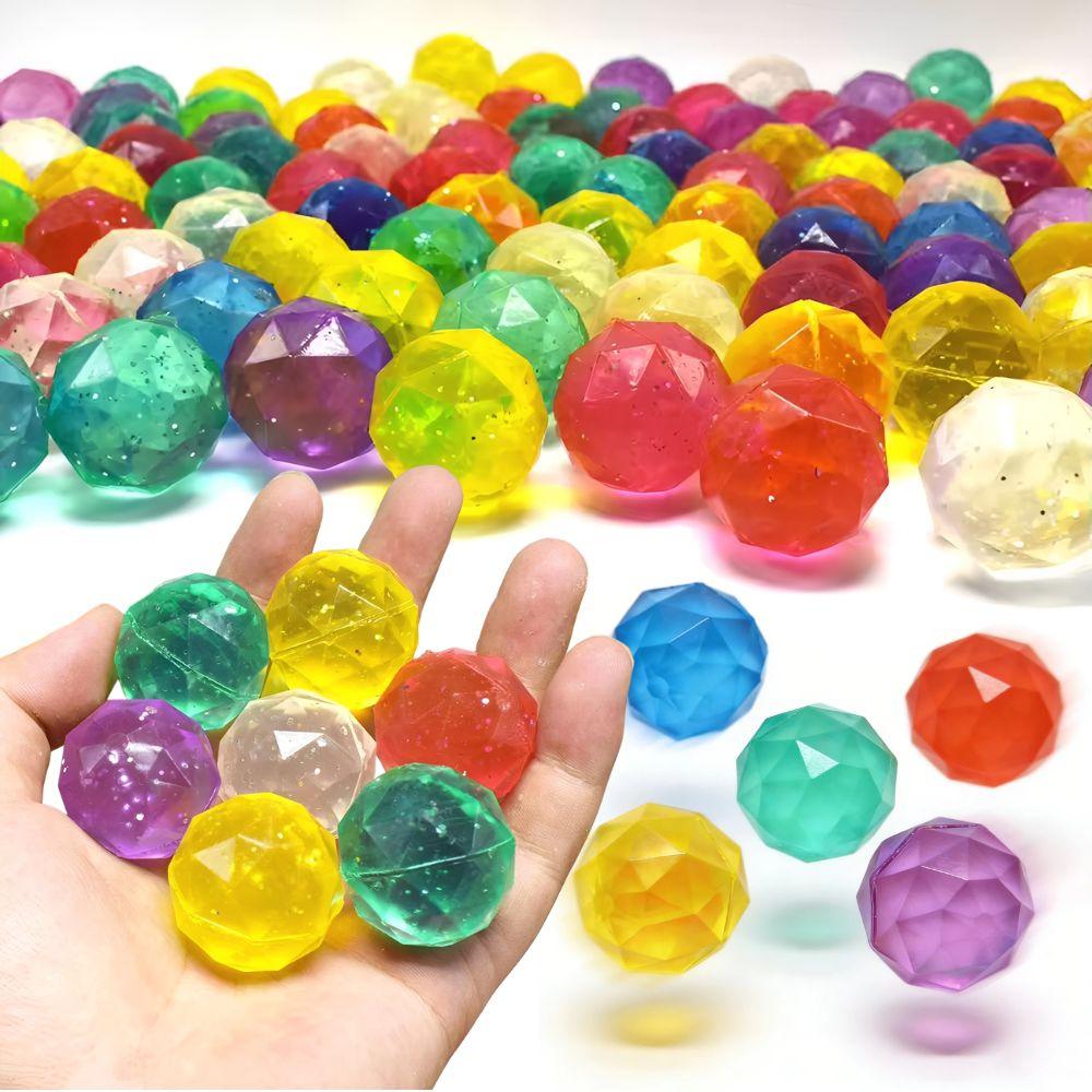 10/15/50/100pcs 25mm Rubber Bouncing Pet Toy Ball High Elasticity Mixing Colors Sparkling Birthday Party Game Prizes YMY