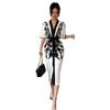 Women Elegant Floral Print Kimono Robe Midi Dress with Waist Tie