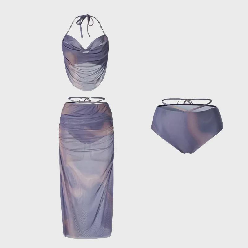 2024 Feenhaftes dreiteiliges Schlankheits-Bikini-Set - Bauchbedeckend, eleganter Hot-Spring-Badeanzug für Damen