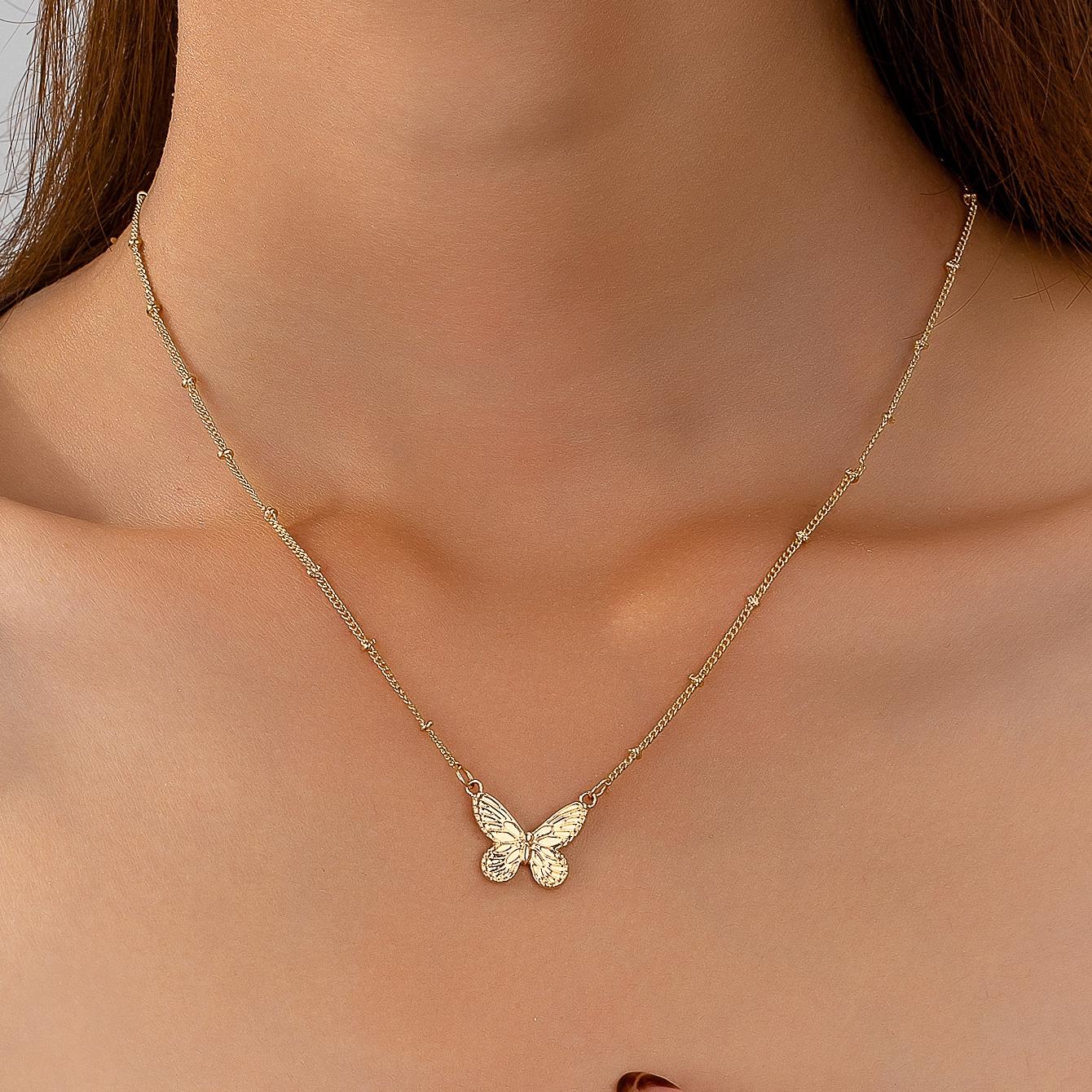

Women s Butterfly Necklace Simple and Elegant Butterfly Pendant Necklace Suitable for Daily Wear and Vacation Wear золотистый