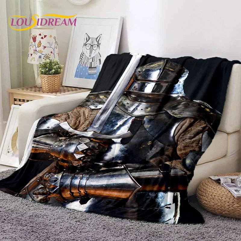 Knight Templar Cavalier Crusaders Cartoon Soft Flannel Blankets,Throw Blanket Comfortable Blanket for Picnic Beds Home Bedroom