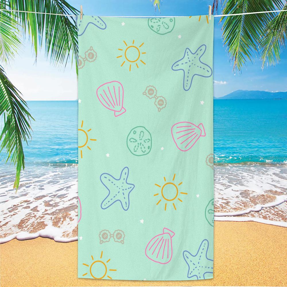 Ultra Fine Fiber Beach Towels, Beach Swimming Speed Drying Velvet Bath Towels, Printed Fashionable Bath Towels Towels Face Towel
