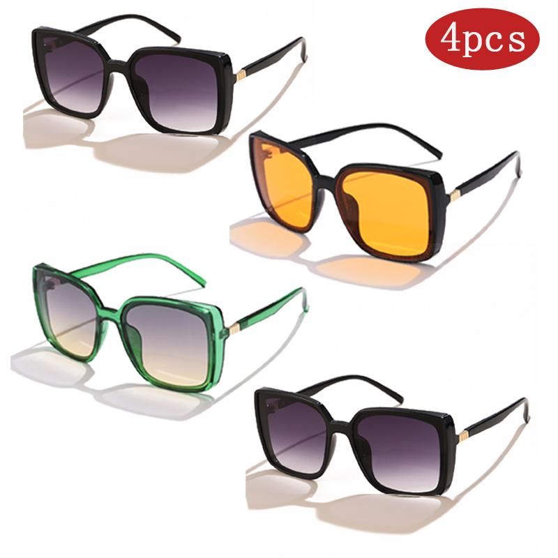 

4 Pack Fashion Square Sunglasses Women Big Frame Colorful Sun Glasses Female Gradient Outdoor Driving Shades Ladies Eyewear