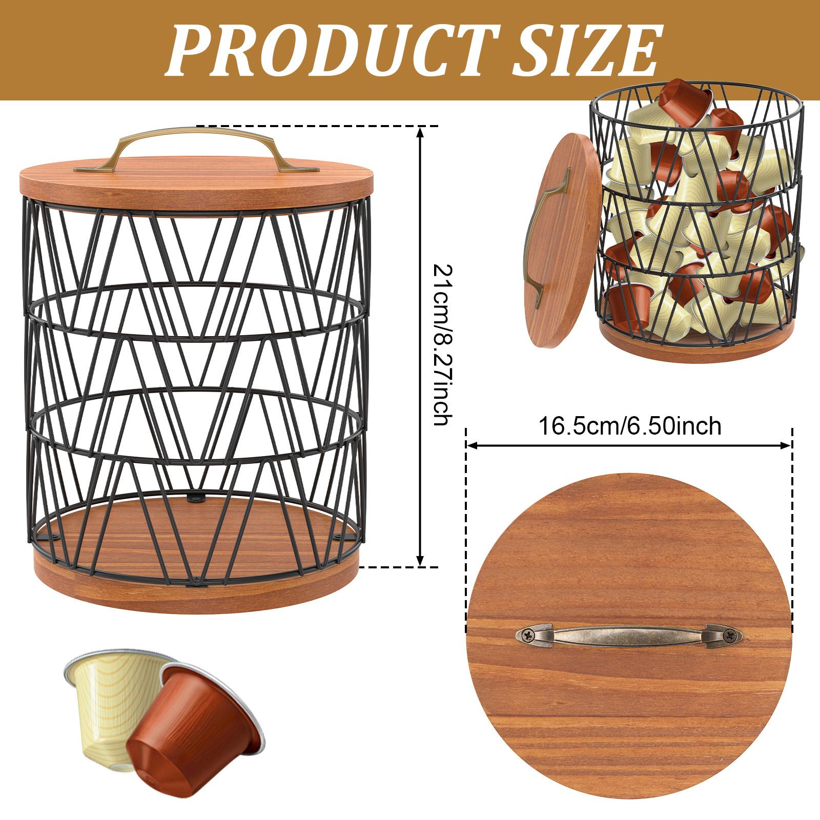 Coffee Pod Holder Large Capacity Coffee Pod Organizer with Wood Base Compact Espresso Pod Holder Multifunctional Coffee Bar