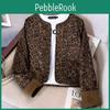 Womens Print Jacket Leopard Short Spring And Autumn Coat Leopard Print Spliced Outerwear