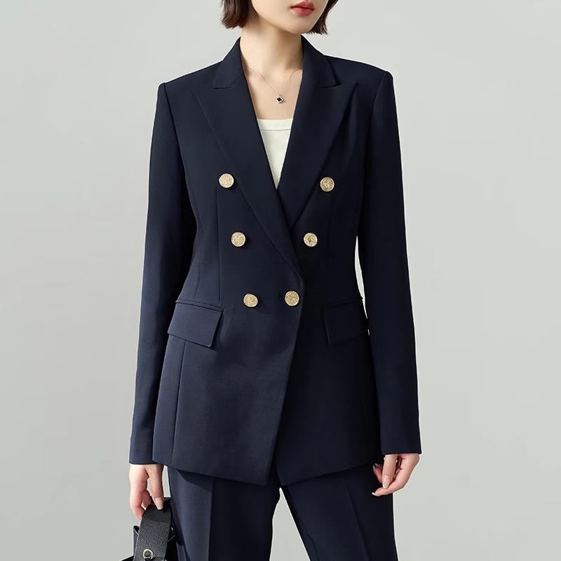 Women's Double-Breasted Business Suit Set with Flare Pants
