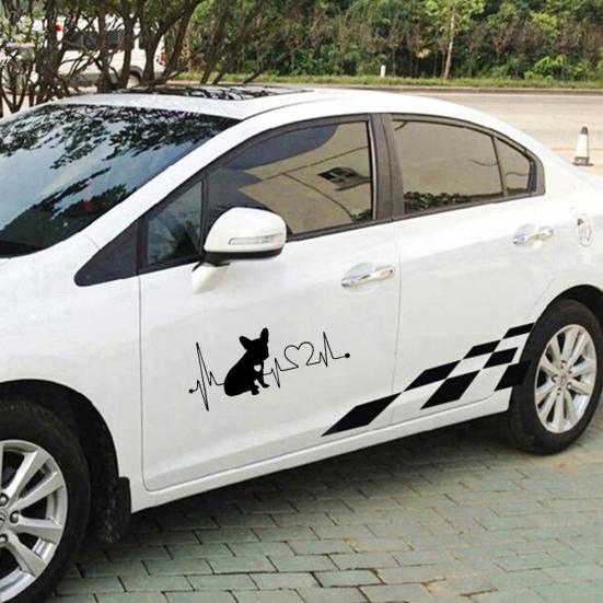 French Bulldog Heartbeat Car Bumper Window Sticker Reflective Decorative Decal