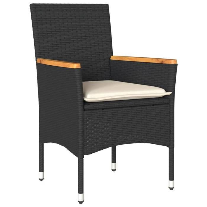 VidaXL Ensemble à manger de jardin et coussins 3 pcs noir rotin acacia, ensemble de salle à manger d'extérieur, meuble de 3278627