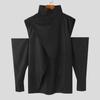 INCERUN Men Cold Shoulder Cutout Long Sleeve Cross Split Irregular Tops