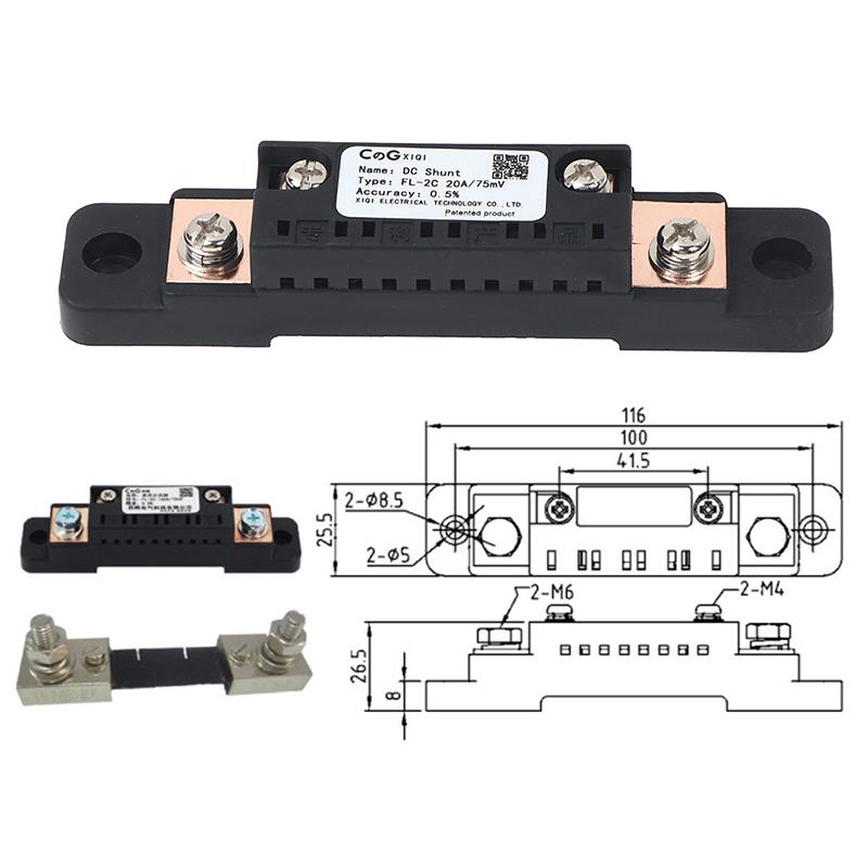 Shunt Fl-2C 10A 15A 20A 30A 50A 75Mv Analog Current Shunt Resistor With Base