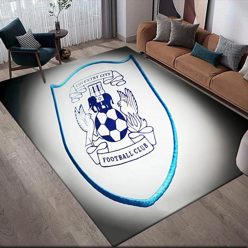 Coventry City Logo Flannel Printed Carpet, Home Sofa Decoration for Living Room & Bedroom, Non‑Slip Play Flannel Floor Mat for Game Room