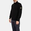 STONE ISLAND Solid Color Half-Zip Stand Collar Wool Knit Sweater Unisex Sweater Black K2S155100040S00A3V0029