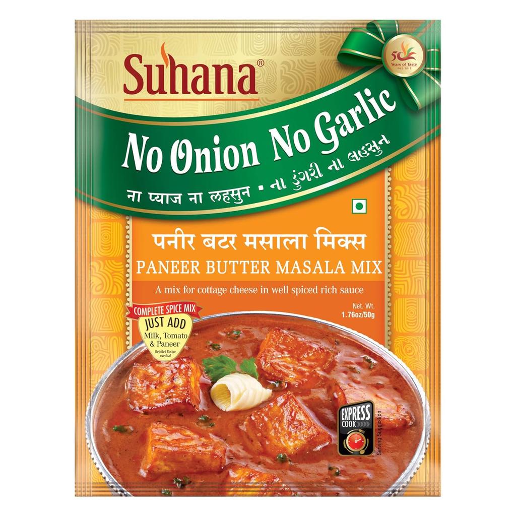 Suhana Paneer Butter Spice Mix No Onion No Garlic 50 g Pouch Easy Curry Cooking Blend Pack Of 8 Meals