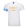 Li Ning Badminton Series Star Letter Gradient Comfortable Breathable Versatile Short Sleeve Badminton Shirt Men Tops White AAYV041-2