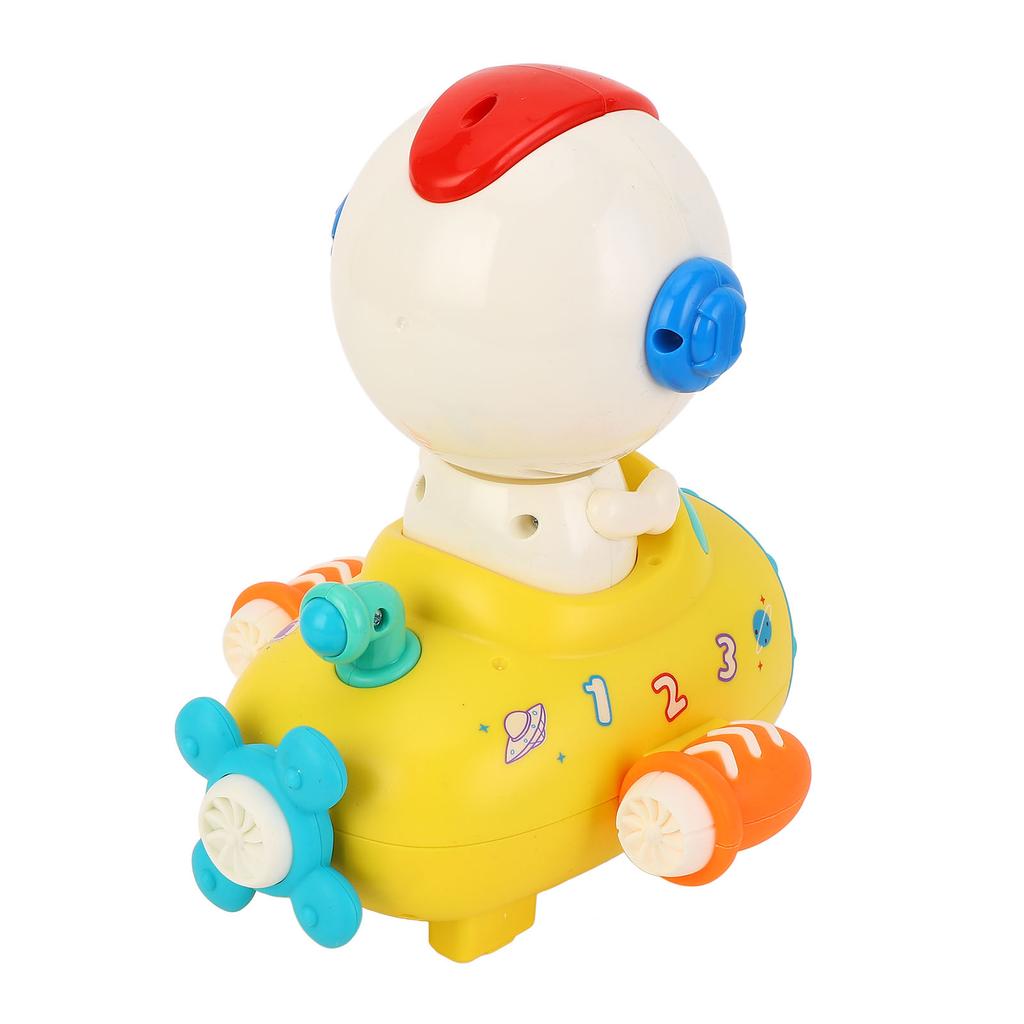 Tummy Time Toy with Light Music Astronaut Shape Auto Changing Face Universal Walking Car Crawling Mu