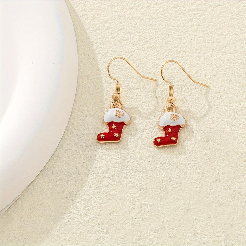 Alloy Oil Dripping Cartoon Seahorse Earrings Christmas Series Exquisite Cute Oil Dripping Christmas Stockings Christmas Elk