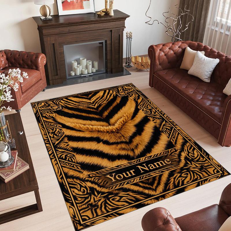 Covor de podea din catifea de cristal cu tematică de leopard, covor cald personalizat cu nume și text, decorațiune pentru casă