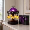 xiaobudian Ghost Carousel Light, Halloween Night Gothic Stained Glass Shade with Floating Ghosts/Pumpkins, Spooky Table Lamp for Bedroom Home