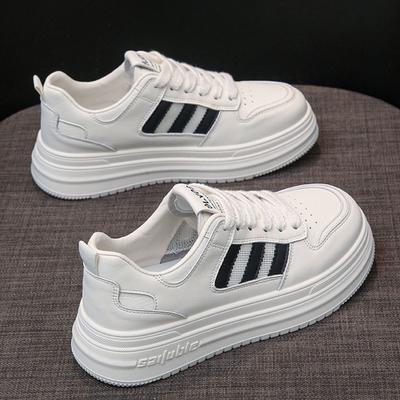 Leather Platform White Shoes Children's Summer New Versatile Heightening Board Shoes Mesh Breathable Casual Sports Shoes