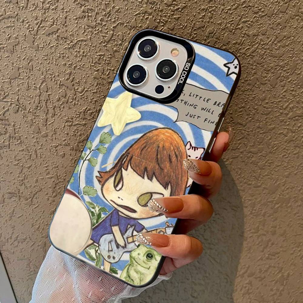 Contemporary Art Yoshitomo Nara Phone Case Color Silver Shell For LPhone 17 16 16e 15 14 13 12 11 Pro Max Plus