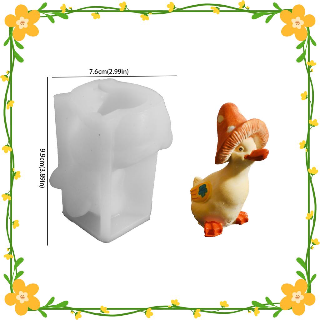 Mushroom Straw Hat Small Yellow Duck Silicone mold Animal Duck Decor Statues Outdoor Courtyard Garden Landscape Home Decor
