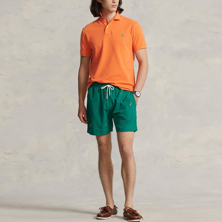 Polo Ralph Lauren SS23 Solid Color Short Sleeve Polo Shirt Men Tops Orange MNPOKNI1N822250-820
