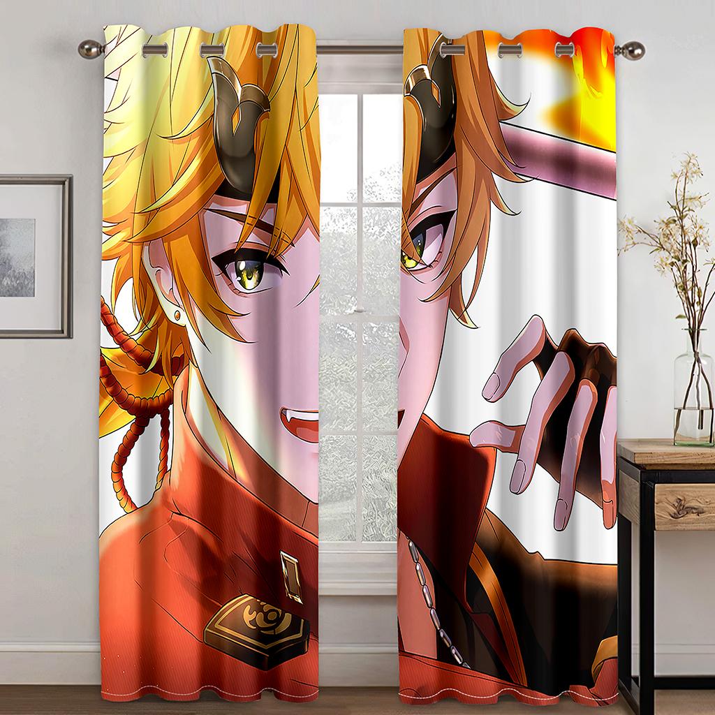 

3D Cartoon Anime Beauty Pattern Curtains 2 Panels Boys Girls Room Bedroom Decor Curtains Living Room Kids Room Curtains 50W130H(CM)X2PCS&Grommet Top