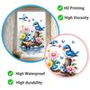 Watercolor Bluebird Flower Static Cling Window Sticker No Residue for Living Room French Window Decor