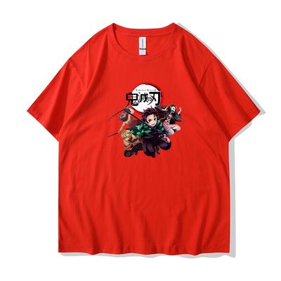 Demon Slayer Kimetsu No Yaiba Round Neck Short Sleeved T-shirt Slim Fit, Loose Fit, Minimalist Short Sleeved Men's F171