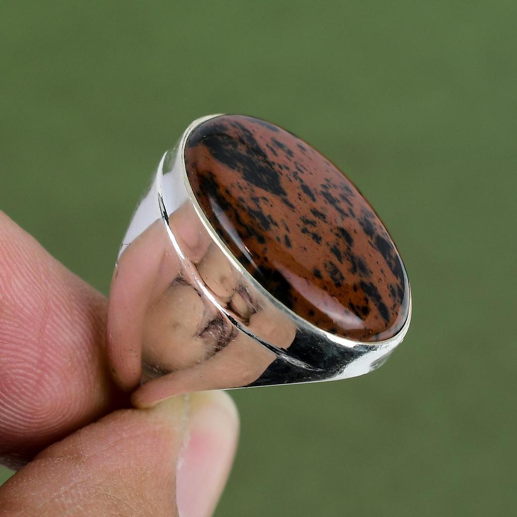 Mahogany Obsidian Ring 925 Sterling Silver Rings Handmade Ring Mahogany Obsidian Gemstone Jewelry Gifts For Mother Available In Ring Size