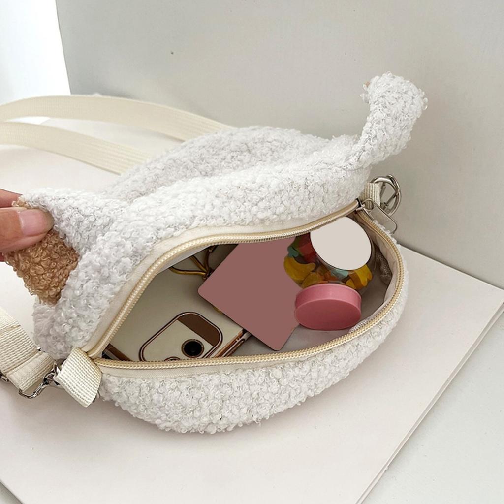 Cartoon Tier einzelne Umhängetasche Herbst Winter Plüsch süße Katze Bär Schaf verstellbare Frauen Mädchen Umhängetasche Messenger Bag Münzen Handytasche