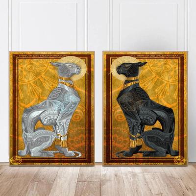 Vintage Egyptian Pet Cat Retro Canvas Paintings Ancient Egypt Pharaoh Golden Luxury Classical Art Poster Prints Home Wall Decor
