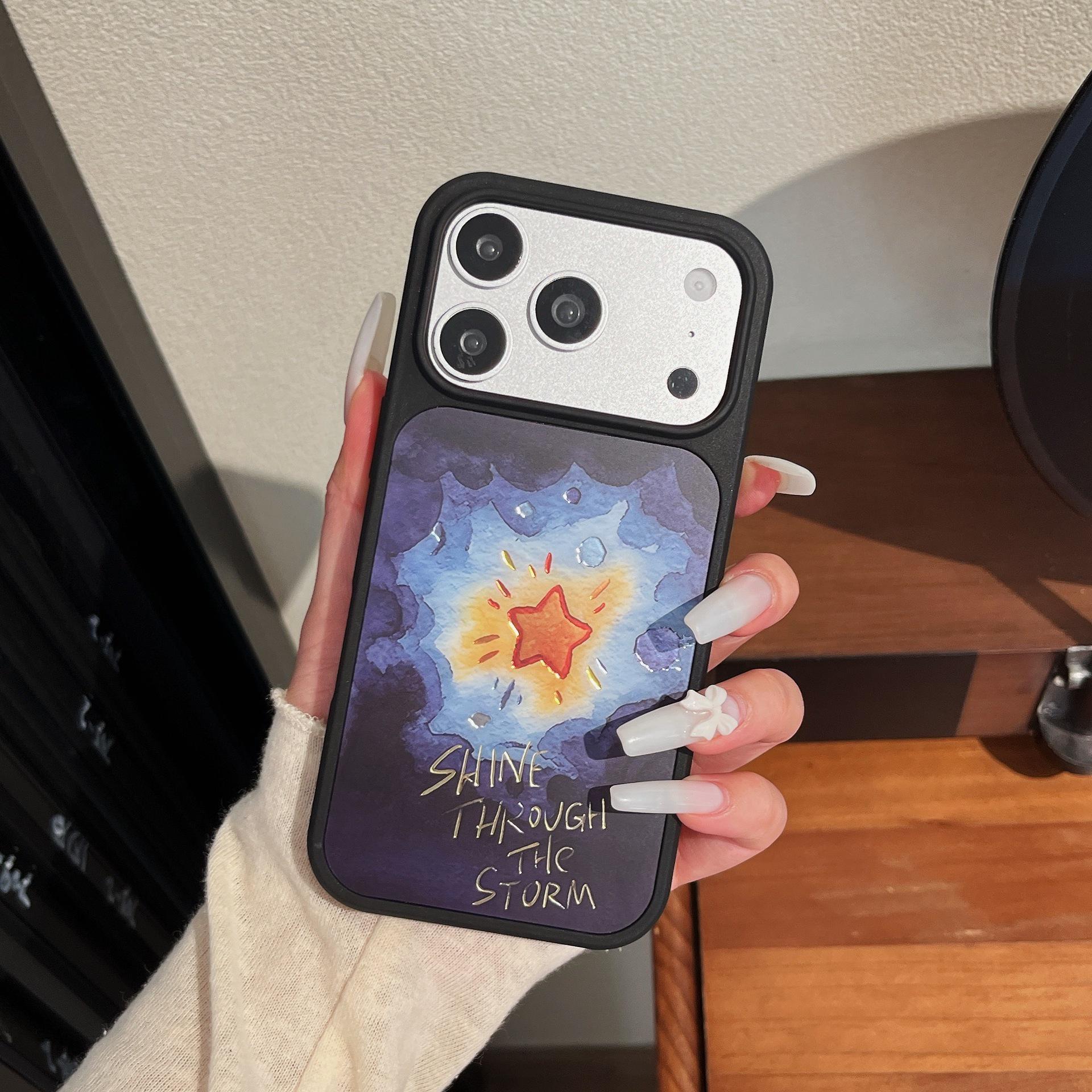 Starry Gold Foil Frosted Apple Phone Case Frosted Texture чёрный