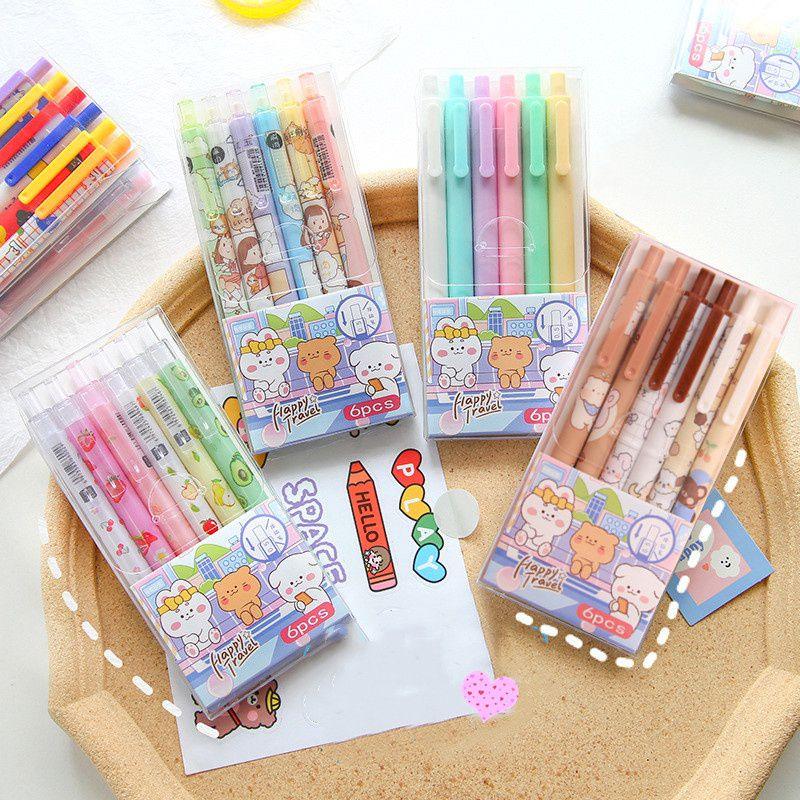 Charming 0.5mm 6pcs Ins Press Gel Pen Set Perfect For Back To School Supplies