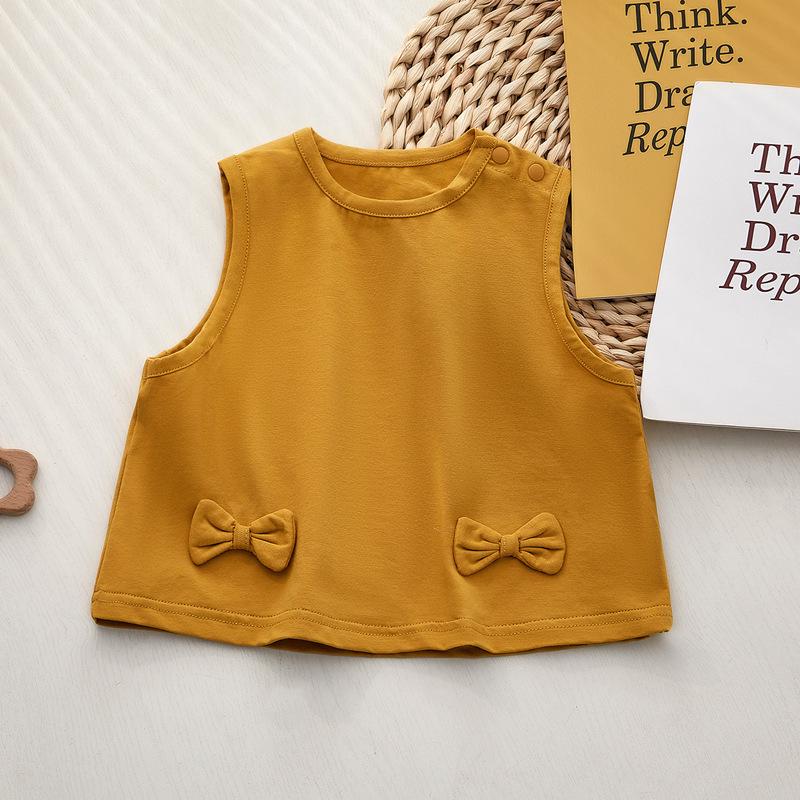 Pure Cotton Baby Spaghetti Strap Vest - Girl s and Boy s Sleeveless Undergarment 110 жёлтый/абрикосовый