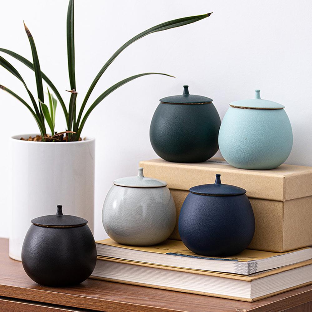 NEW Stoneware Tea Can Round Sealed Jar Ceramic Tea Caddy Tea Box Storage Jar Tea Container Tea Organizer Candy Jars Snack Jars