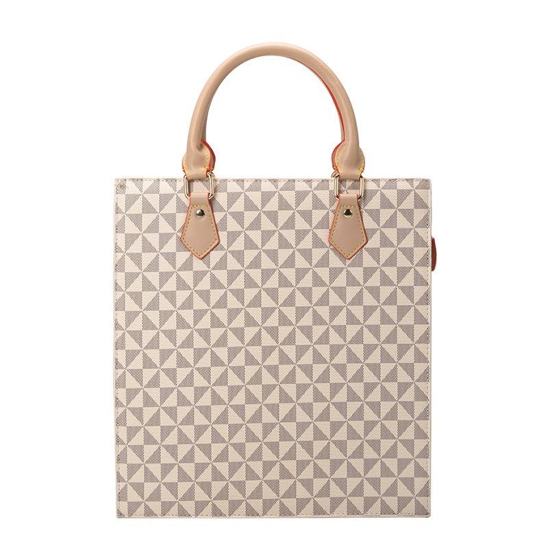 Women's Handbag Career Business Commuter Bag Simple Square Printed Big Bag Handbag Computer Bag