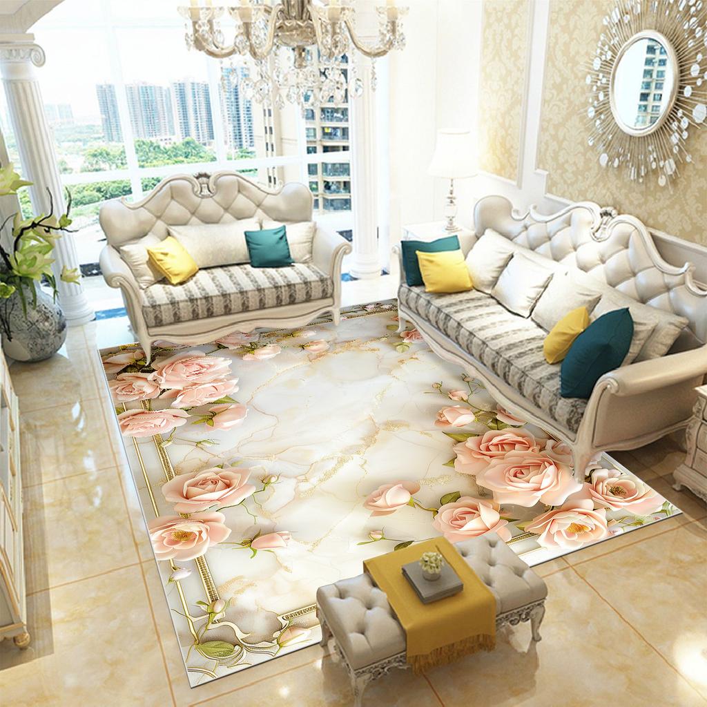Dywan w kwiaty w stylu europejskim do salonu, pod sofę, miękkie dywaniki, luksusowy wystrój sypialni, dywanik przy łóżku, duże dywaniki do pokoju, szatni, salonu, maty podłogowe