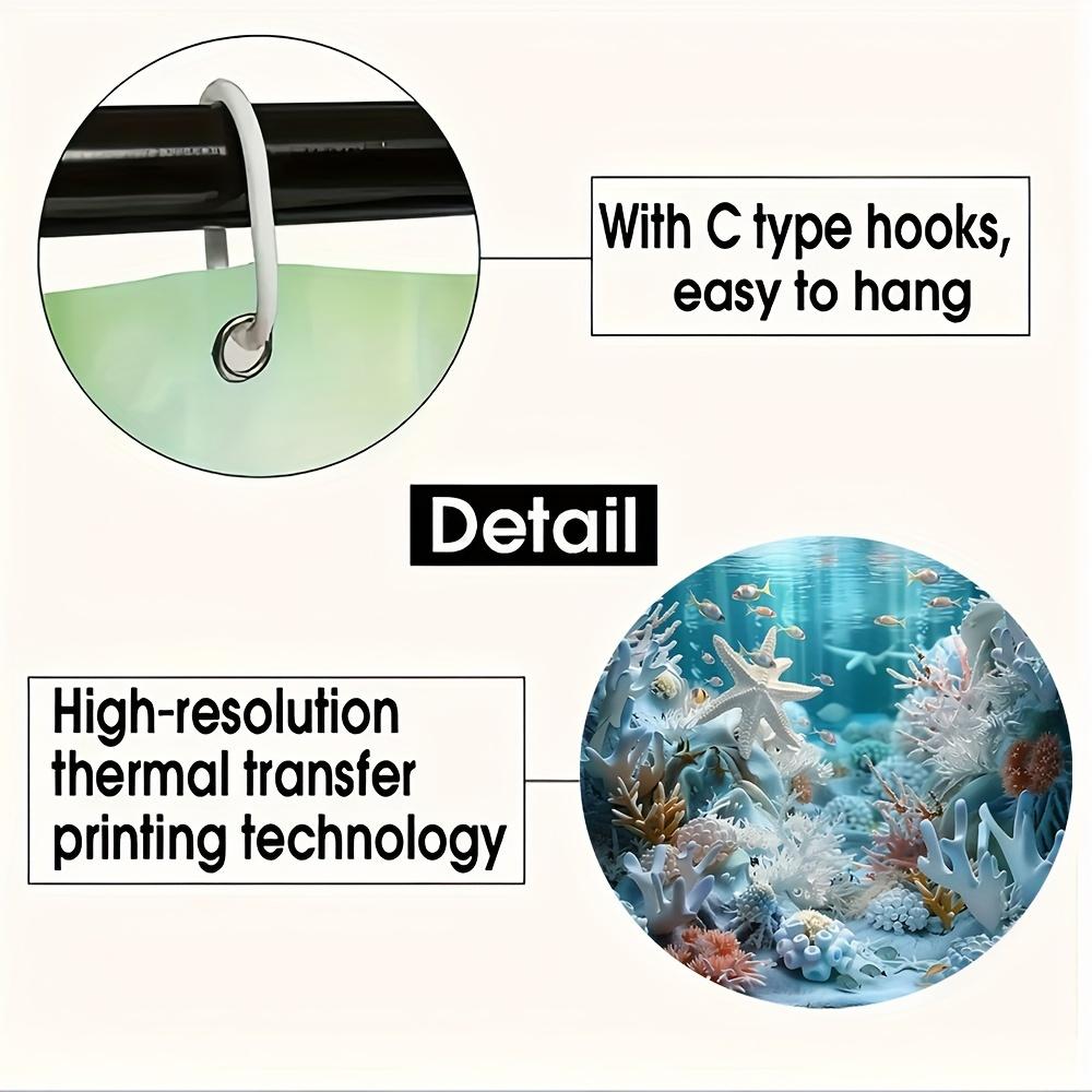 Ensemble de salle de bain récif corallien sous-marin enchanteur - Rideau de douche imperméable, Housse de couvercle de toilette, Tapis de bain et Tapis contour