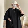 Men's Black Oversized Pocket Detail Half Sleeve T-Shirt Casual Streetwear Top