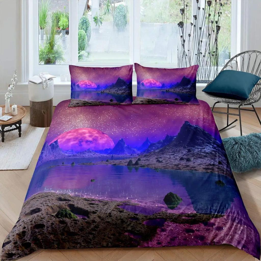 Smoky Mountain Bettbezug Kiefern Jungen Landschaft Bettdeckenbezug Naturlandschaft Kunst Studentenwohnheim Zimmerdekoration Queen King Größe