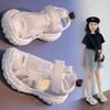 New Summer Kids Mesh Hollow Out Sports Sandals, Single Mesh Solid Color Girls Shoes
