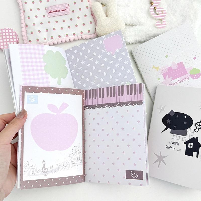 A6 Ins Clover House Strawberry Fixed-page Journal Cute Aesthetic Collage Notebook for Scrapbooking Diary for Daily Writing