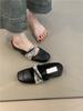 Inner height increase Mary Jane shoes spring and summer 2025 French new Chinese retro with skirt Baotou one foot and half slippers
