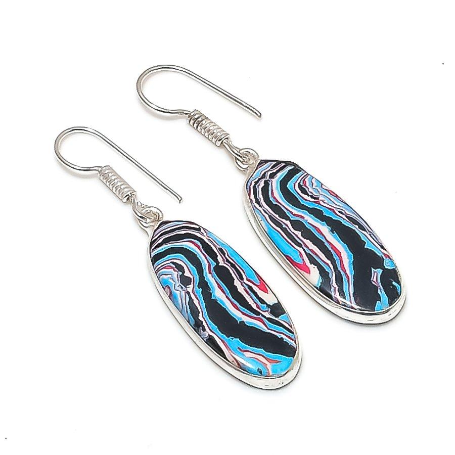 

Natural Rainbow Calsilica 925 Sterling Silver Jewelry Earring 1.77 L9E79