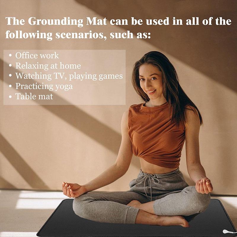 30X60CM Grounding Earthing Mat Therapy Kit – Helps In Sleeping, Anxiety, Imflammation Universal Size With 15 Foot Cord Included. Conductive Carbon