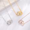 5PCS/Set Double Heart Shaped Jewelry Sets Of Ring Earrings Necklace For Women Rhinestone Wedding Jewelry