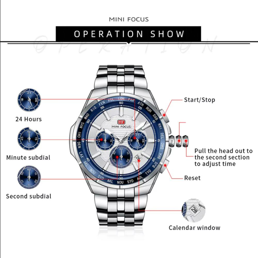 Casual Men's Quartz Watch Chronograph Calendar Luminous Waterproof Elegant Business Watches
