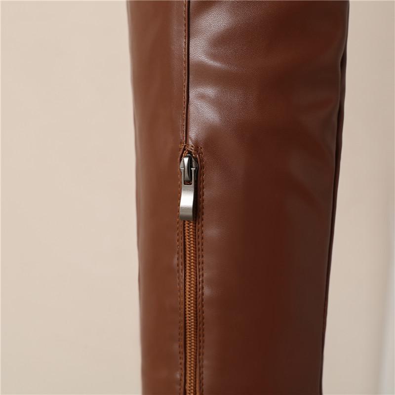 Women's High Heel Boots Autumn and Winter New Simple Everything with Solid Color Thick Heel Large Size Over the Knee Boots