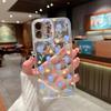 Processing and production of small fresh blue tulip mobile phone case UV painted Apple transparent 13 protective case